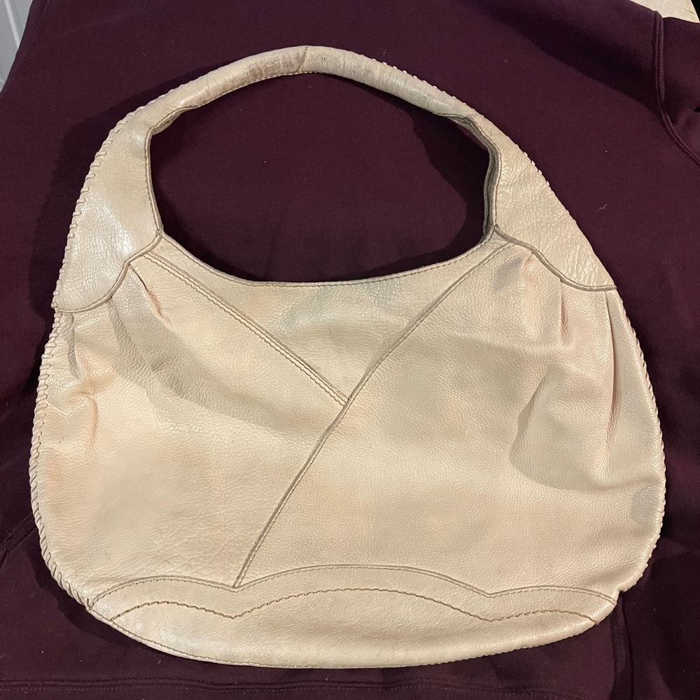 Elegant Lucky Brand Cream Leather Hobo Bag